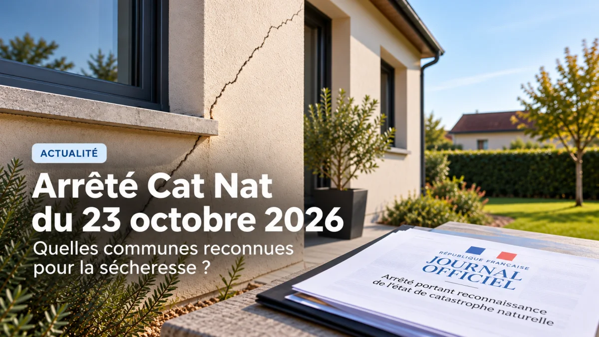 Façade de maison fissurée illustrant l’arrêté Cat Nat publié le 23 octobre 2026
