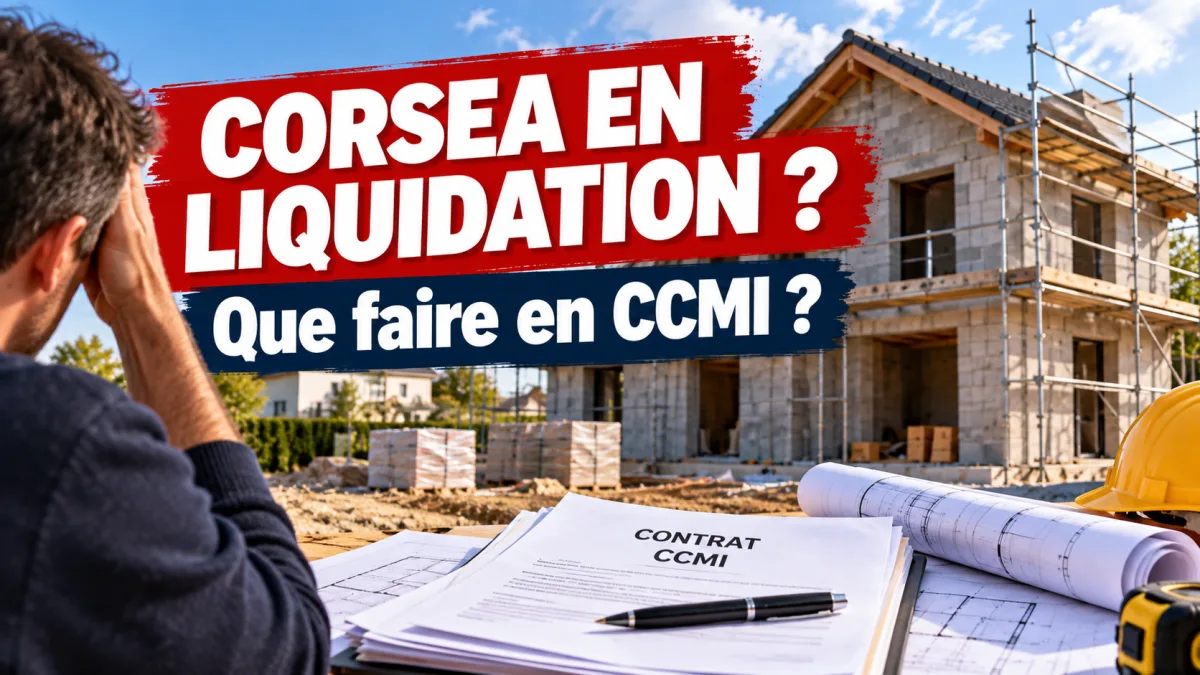 Chantier de maison individuelle inachevé avec contrat CCMI au premier plan