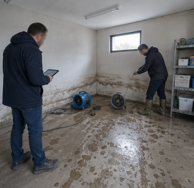 Constat d'un dégât des eaux en sous-sol lors d'une expertise d'assurance