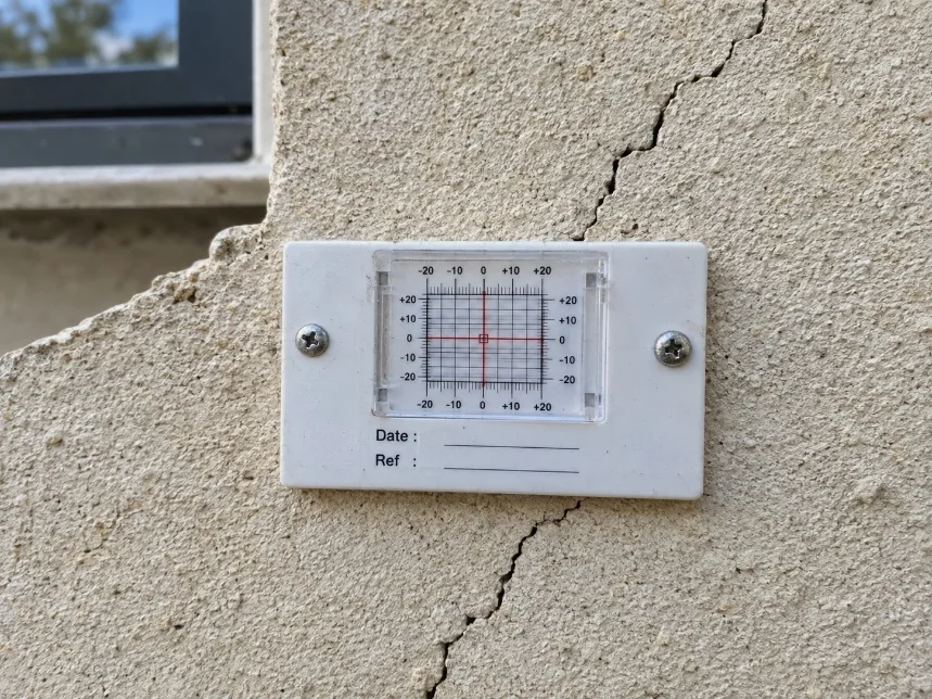 Témoin de suivi posé sur une fissure