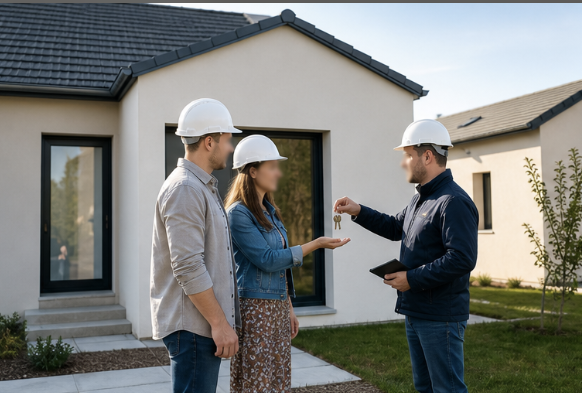 Remise des clés lors de la réception d'une maison individuelle